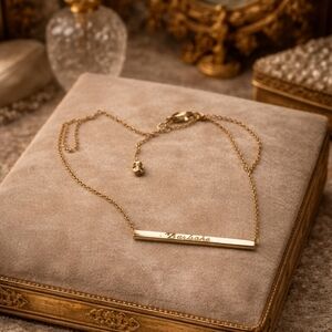 AV 925 GOLD PLATED BAR NECKLACE ENGRAVED BARBARA